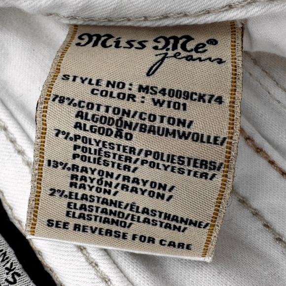 Miss Me White Distressed Mid-Rise Cuffed Skinny Jeans Women 31 MS4009CK74 - Picture 4 of 15